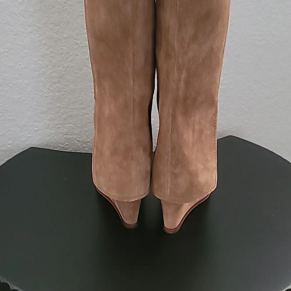 Vince Camuto Tibani Cuffed Tall Wedge Boot Nutmeg Verona 7M $249
